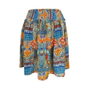 Rachel Zoe Boho Print Smocked High Waist Vicose Gauze Mini Skirt